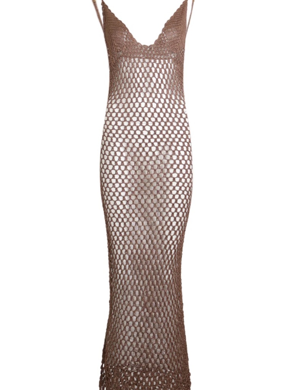 Women’s Crochet Maxi Swim Coverup - Brown